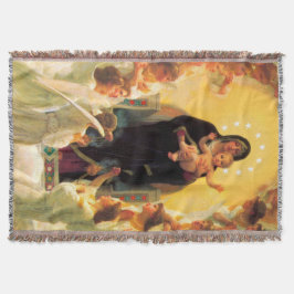 Adoration Blanket Jesus & Jungfrau Mary & Angels Decke