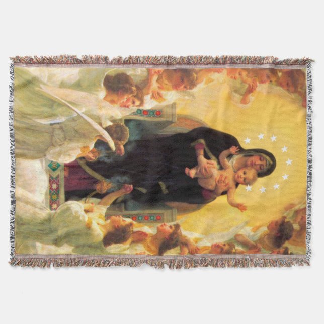 Adoration Blanket Jesus & Jungfrau Mary & Angels Decke (Vorderseite)