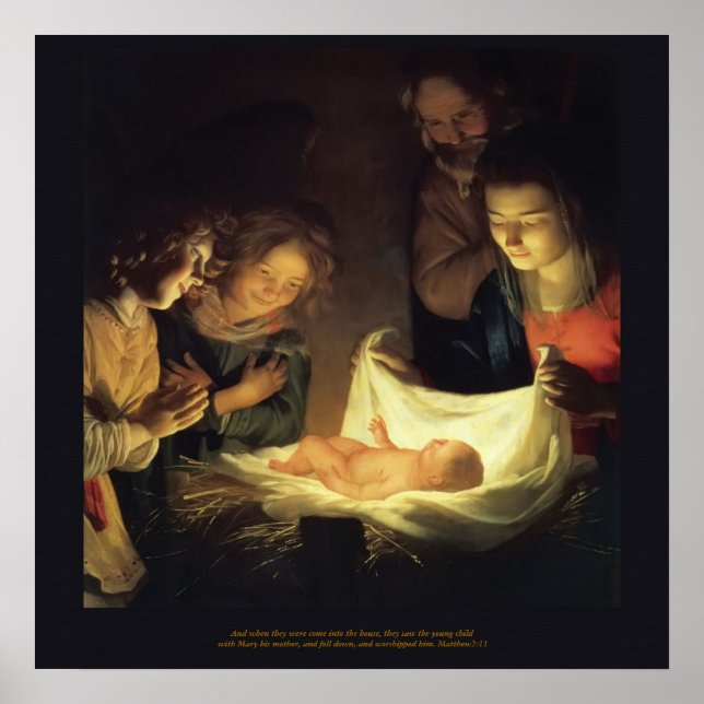 Adoration des Kindes - Honthorst c1622 Poster (Vorne)
