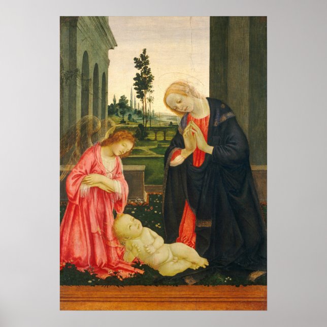 Adoration, Kind - Filippino Lippi Poster (Vorne)