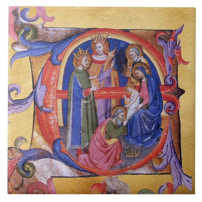 ADORATION OF MAGI NATIVITY CHRISTMAS PARCHMENT FLIESE (Vorderseite)