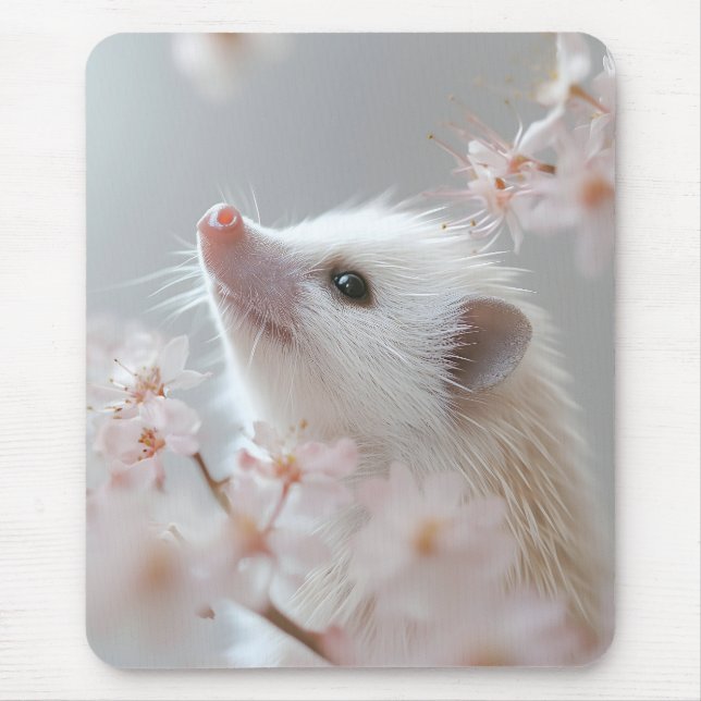 Adorativer Igel unter Frühlingsblüten Mousepad (Vorne)