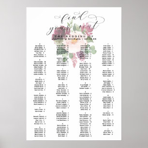 Adore Bloral Alphabetical Wedding Chart Poster