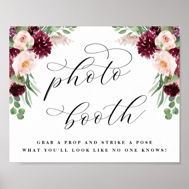 Adore Floral Foto Booth Wedding Reception Sign Poster (Vorne)