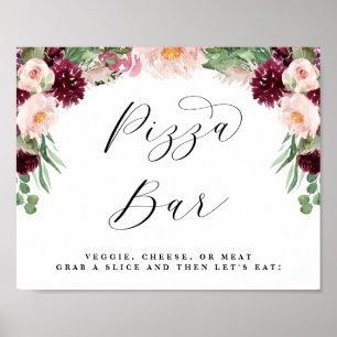 Adore Floral Pizza Buffet Schriftzug Hochzeitsschi Poster