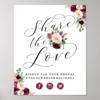 Adore Floral Share the Love Foto Hashtag Schild