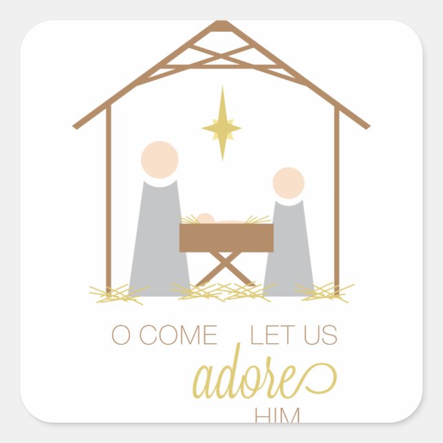 Adore Him Quadratischer Aufkleber (Vorderseite)