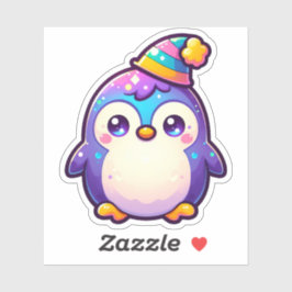 Adorful Party Pinguin mit festlichem Hut Aufkleber