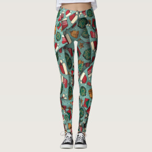 Adorieren Weihnachts-Weihnachtsmannmützen & Glocke Leggings