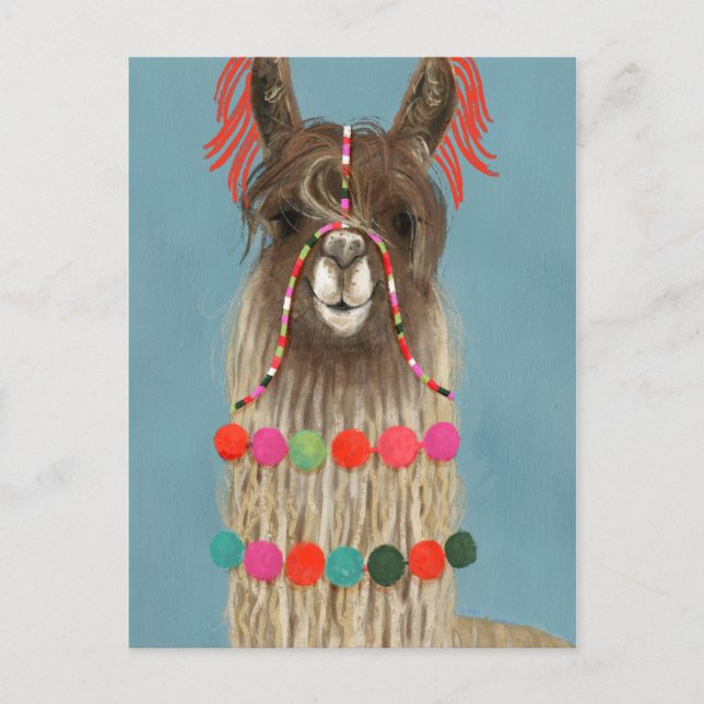 Adorned Llama - Brown Postkarte (Vorderseite)