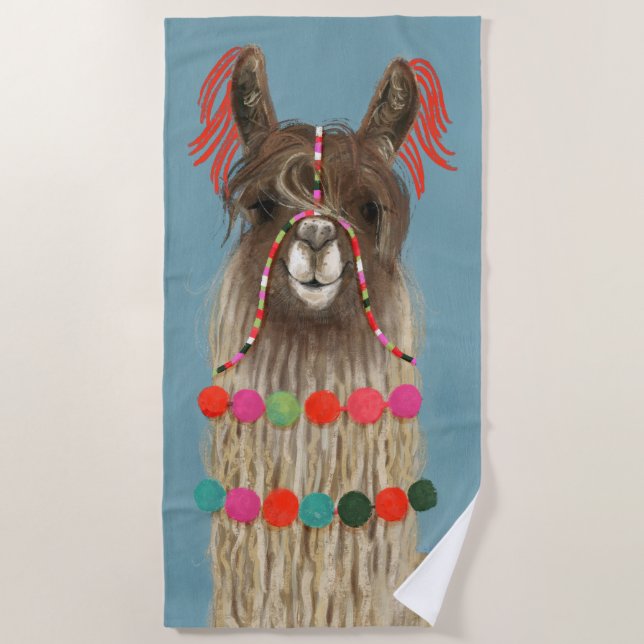 Adorned Llama - Brown Strandtuch (Vorderseite)