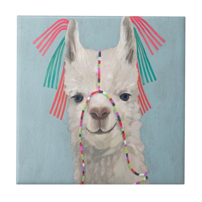 Adorned Llama - White Fliese (Vorderseite)