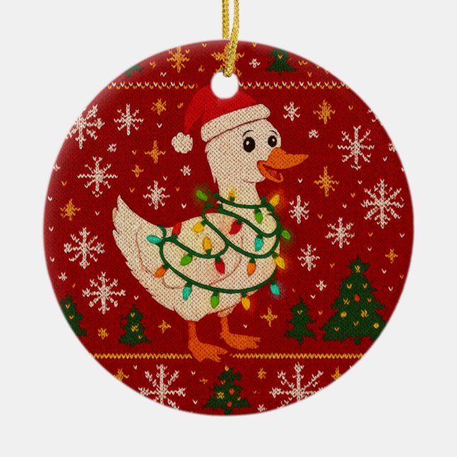 Adorno de cerámica Funny Christmas Goose Ornament  (Vorne)