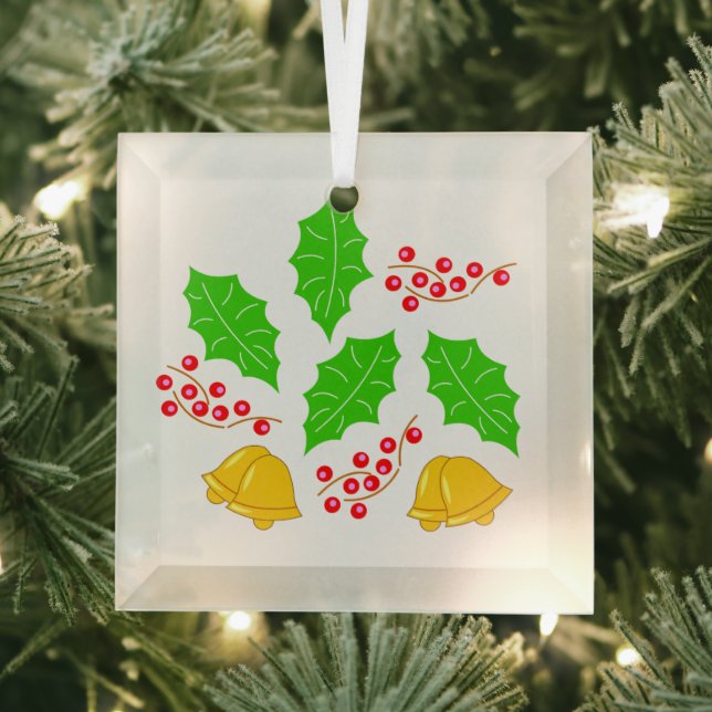 Adorno De Cristal Cuadrado Feliz Navidad Ornament Aus Glas (Insitu)