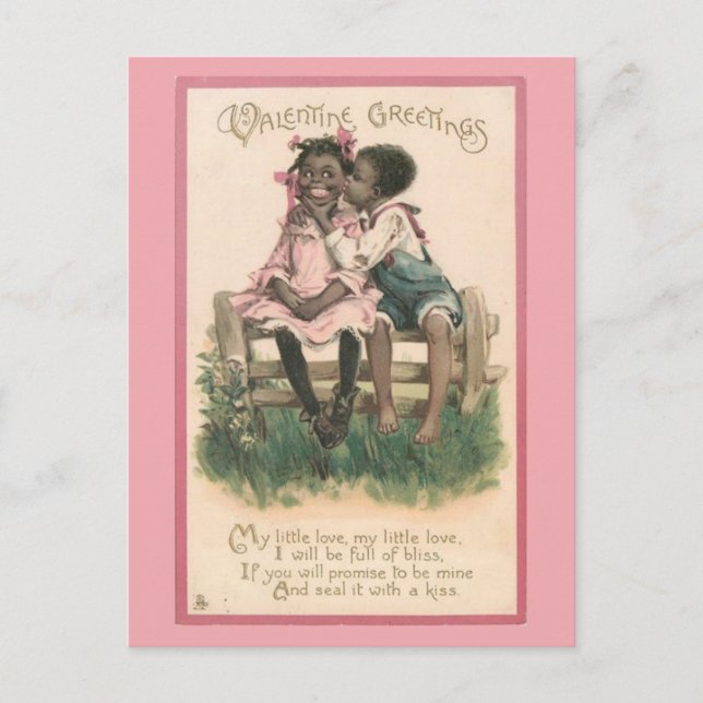 Adortable African American Couple Vintag Valentine Postkarte (Vorderseite)