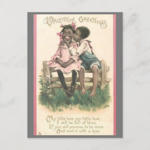 Adortable African American Couple Vintag Valentine Postkarte