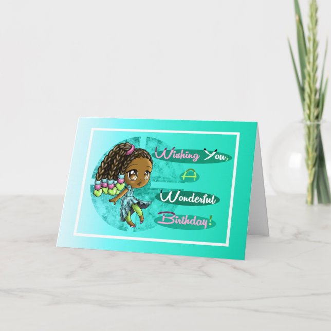 Adortable African American Girl Birthday Card Karte (Vorderseite)
