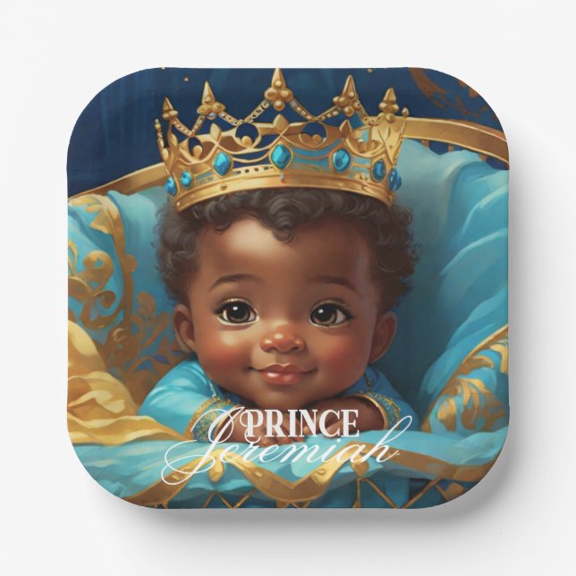 Adortable African Prince Royal Baby Shower/Birthda Pappteller (Vorderseite)