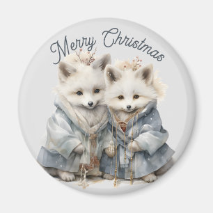 Adortable Artic Fox Holiday Magnet