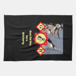 Adortable Atlantic Puffin Cartoon Monogram Foto Geschirrtuch