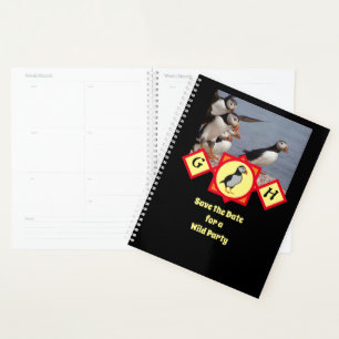 Adortable Atlantic Puffin Cartoon Monogram Foto Planer