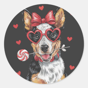 Adortable australische Rinder Hunde Sweet Valentin Runder Aufkleber