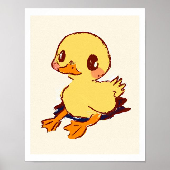 Adortable Baby Duckling Print für Kinderzimmer Poster (Vorne)