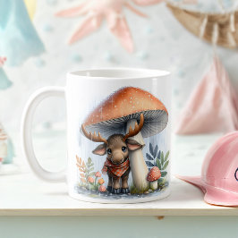 Adortable Baby Elche unter Pilzschirm Kaffeetasse