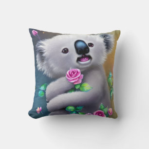 Adortable Baby Koala Bär mit Blume Kissen