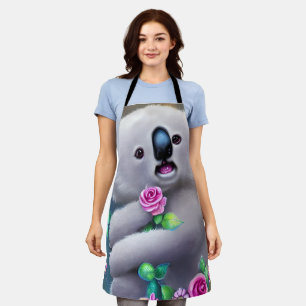 Adortable Baby Koala Bär mit Blume Schürze