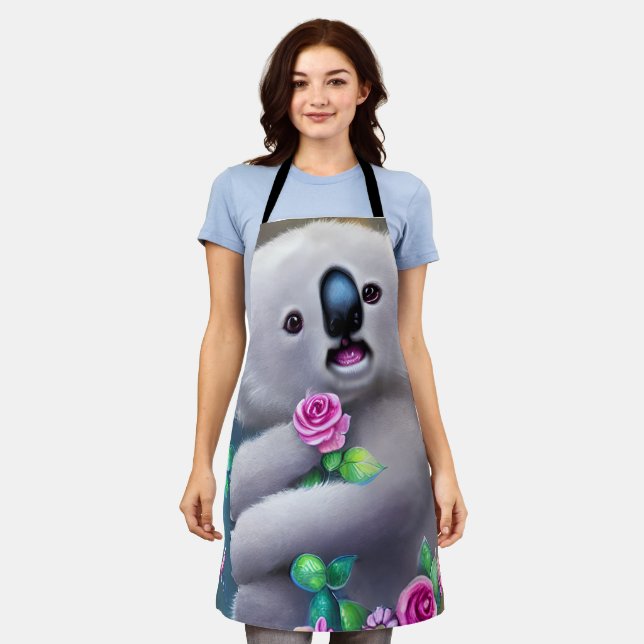 Adortable Baby Koala Bär mit Blume Schürze (Getragen)
