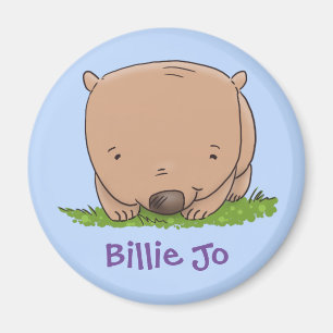 Adortable Baby Wombat Cartoon Illustration Magnet