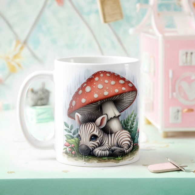 Adortable Baby Zebra unter Pilzschirm Kaffeetasse (Von Creator hochgeladen)