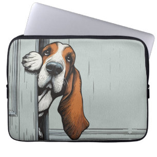 Adortable Basset Hund Hund Kunst, Dichtung und Mus Laptopschutzhülle