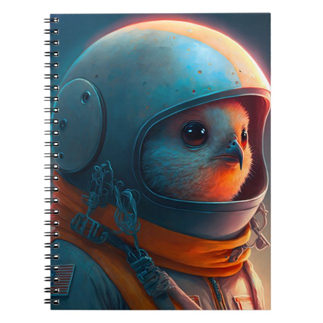 Adortable Bird Astronaut Notebook Notizblock (Vorderseite)