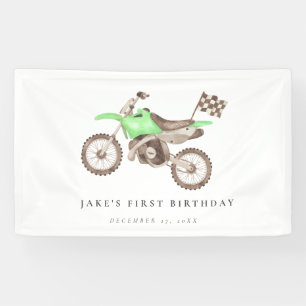 Adortable Bright Green Dirt Bike Banner