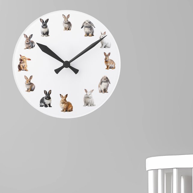 Adortable Bunny Rabbit Kinderzimmer Runde Wanduhr (Von Creator hochgeladen)