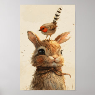 Adortable Bunny Rabbit Print Poster