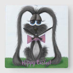 Adortable Bunny Rabbit Quadratische Wanduhr