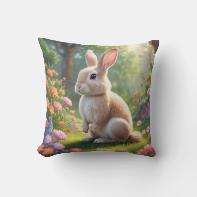 Adortable Bunny Rabbit Throw Kissen (Vorderseite)