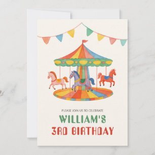 Adortable Carousel Geburtstag Einladung