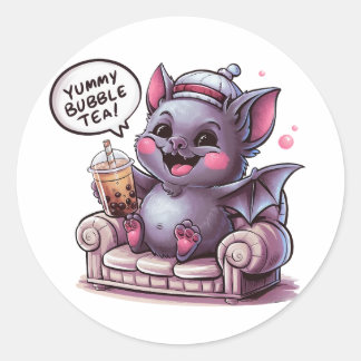 Adortable Cartoon Bat: Gemütlich, Kawaii Vibes Runder Aufkleber