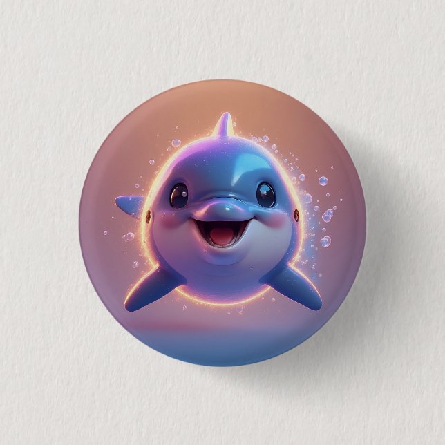 Adortable Cartoon Dolphin Button (Vorderseite)