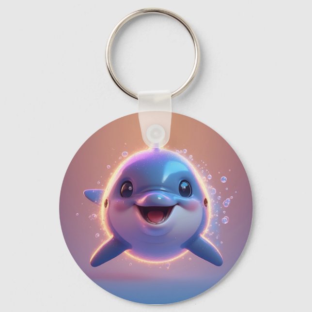 Adortable Cartoon Dolphin Schlüsselanhänger (Vorderseite)