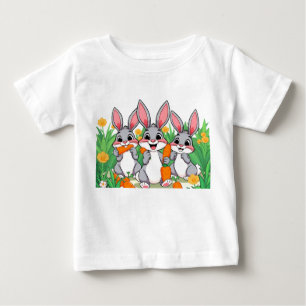 Adortable Cartoon Kaninchen essen Karotten T - Shi Baby T-shirt