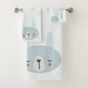 Adortable Cartoon pastellfarbene Kindermuster Badhandtuch Set