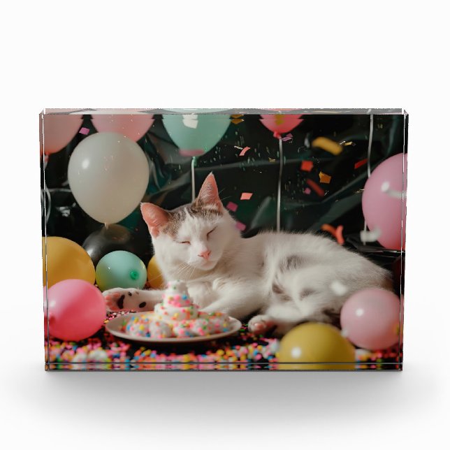 Adortable Cat Geburtstagsfeier Design Fotoblock (Vorderseite)