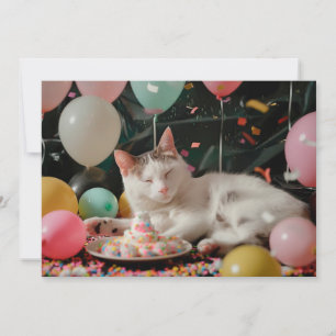 Adortable Cat Geburtstagsfeier Design Karte