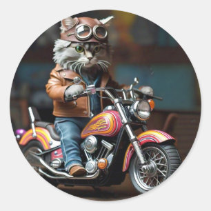 Adortable Cat on Motorrad Aufkleber