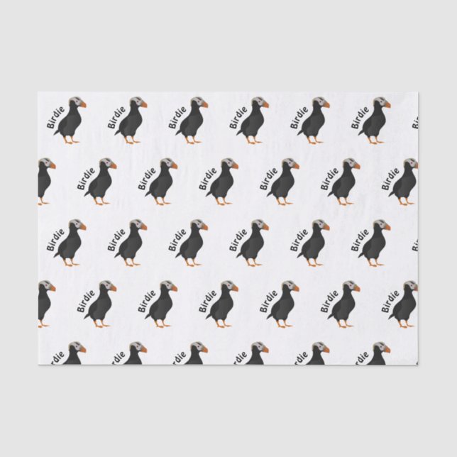 Adortable Creste Puffin Stehender Cartoon Seidenpapier (Vorderseite)